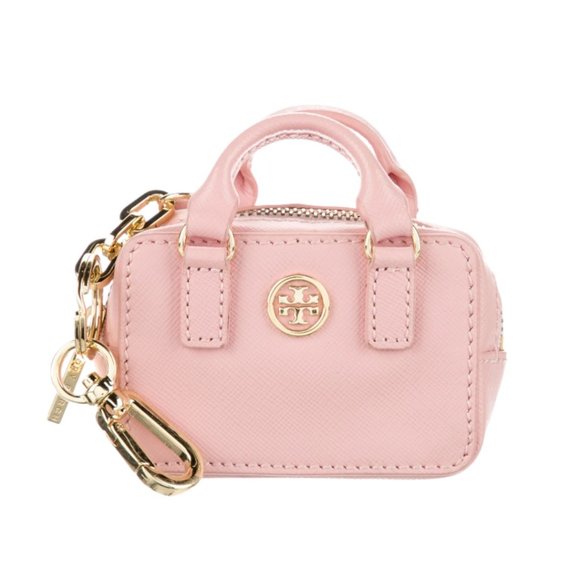 Tory Burch Pink Mini Leather Keychain - Picture 1 of 5
